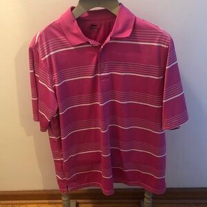 Slazenger Men's Pink and White Striped Polo